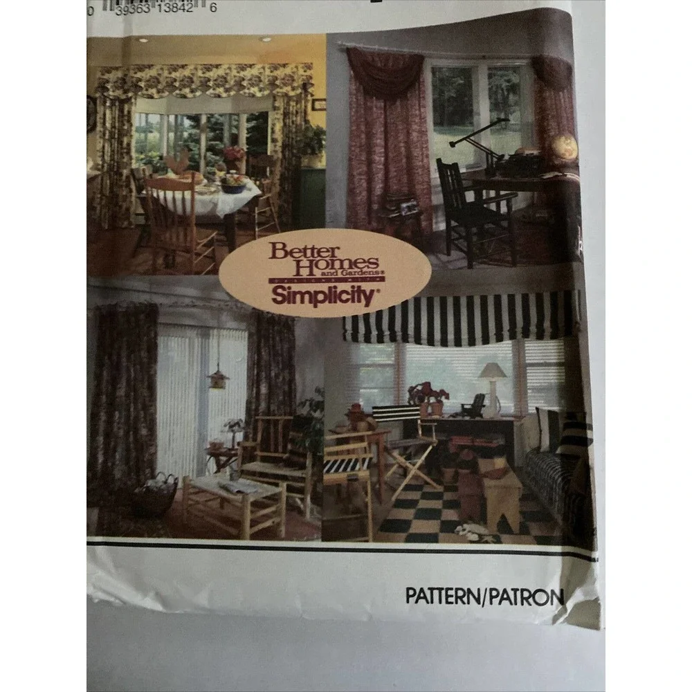 UNCUT NEW Simplicity 8330 Window Treatments Valance Panel Shade Sewing Pattern